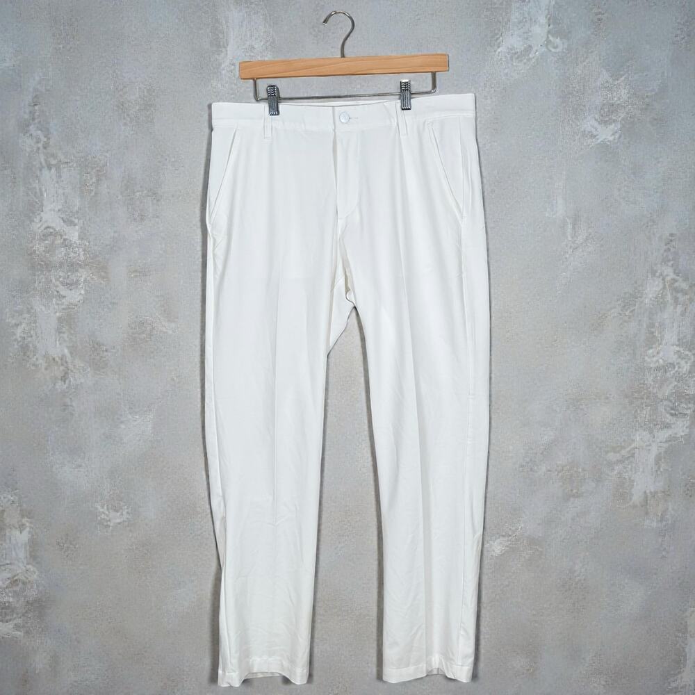 Adidas Men’s White Performance Pants 33x32 Silicone Grip Waistband
